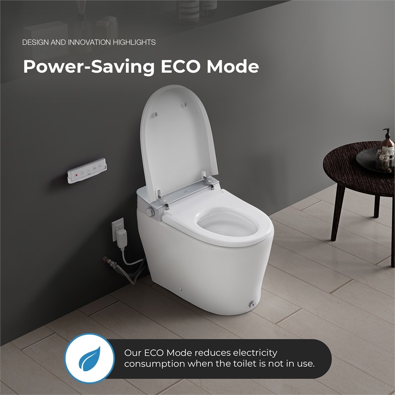 Pemberly Row 1.28/0.92GPF Dual-Flush Hands-Free Built-in Tank Smart Bidet Toilet