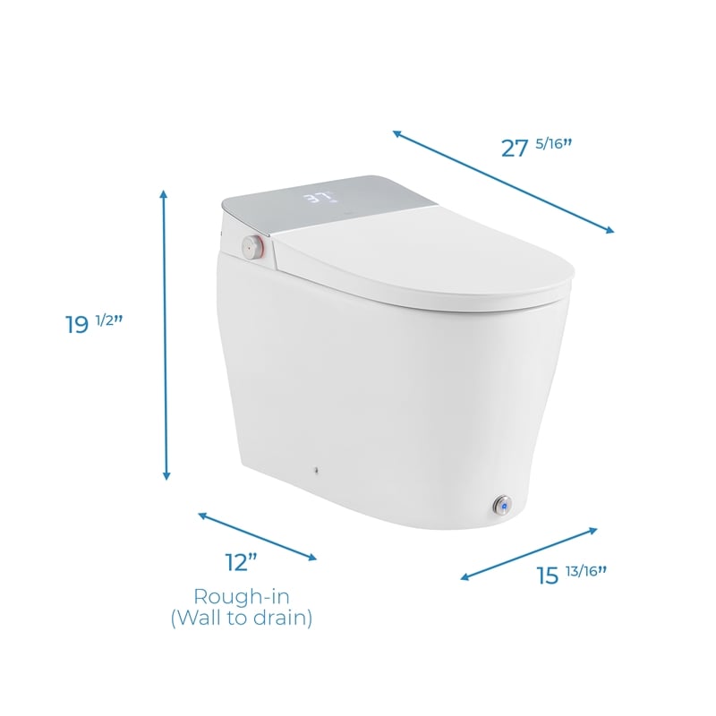 Pemberly Row 1.28/0.92GPF Dual-Flush Hands-Free Built-in Tank Smart Bidet Toilet