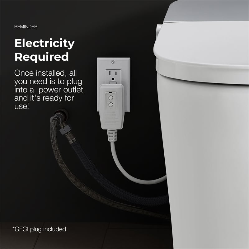 Pemberly Row 1.28/0.92GPF Dual-Flush Hands-Free Built-in Tank Smart Bidet Toilet