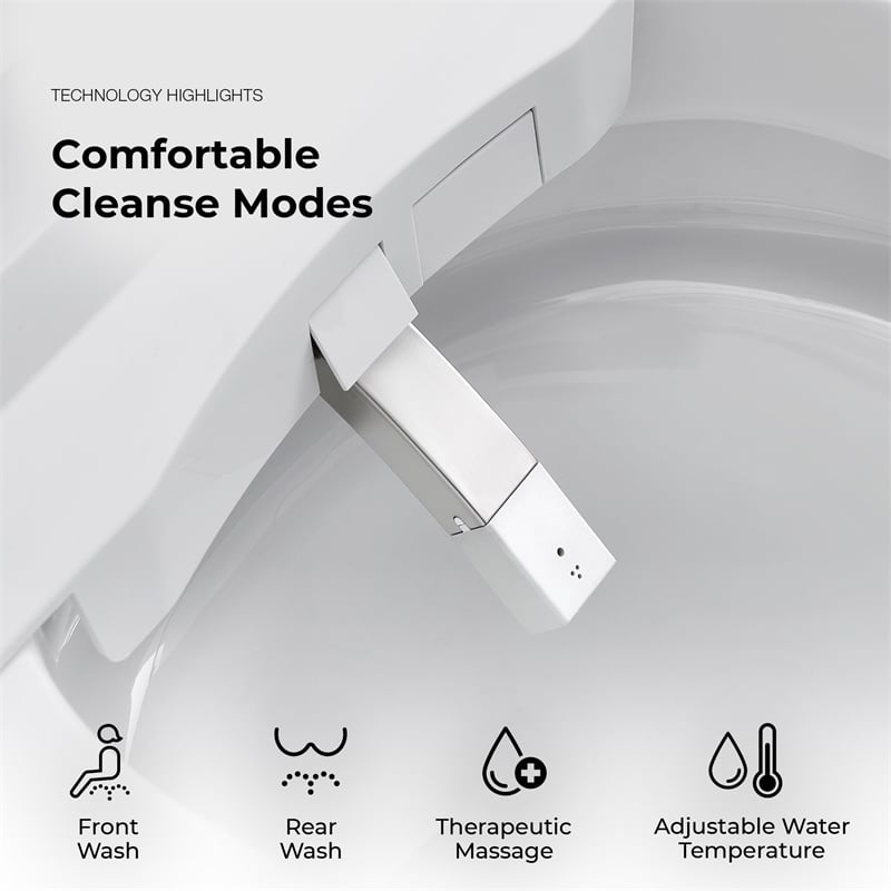 Pemberly Row 1.28/0.92GPF Dual-Flush Hands-Free Built-in Tank Smart Bidet Toilet