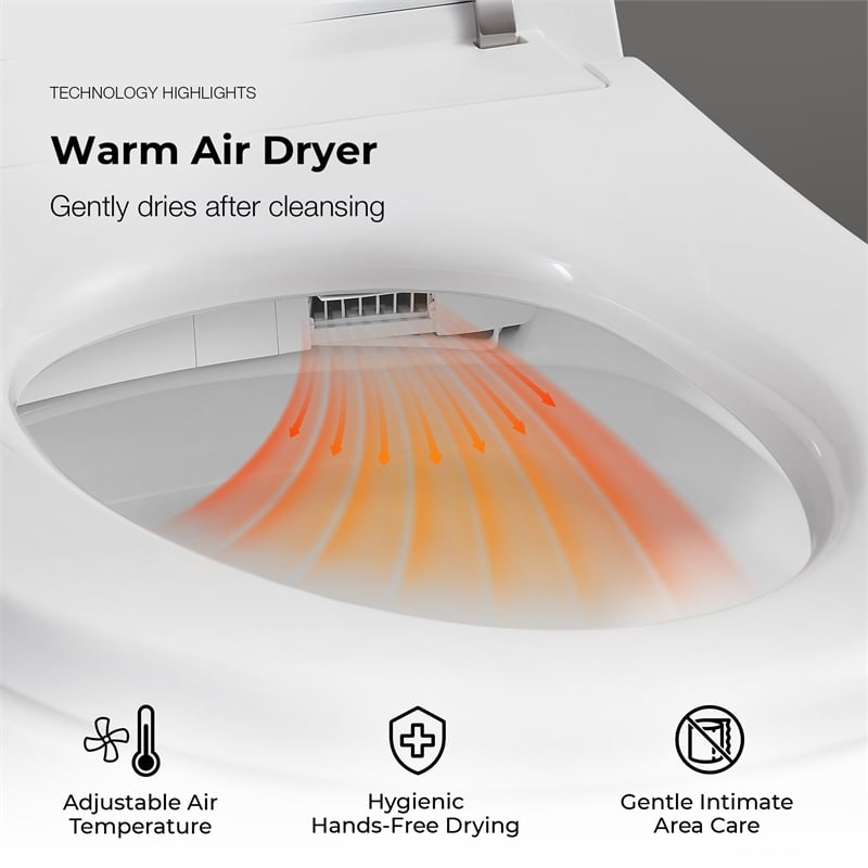 Pemberly Row 1.28/0.92GPF Dual-Flush Hands-Free Built-in Tank Smart Bidet Toilet