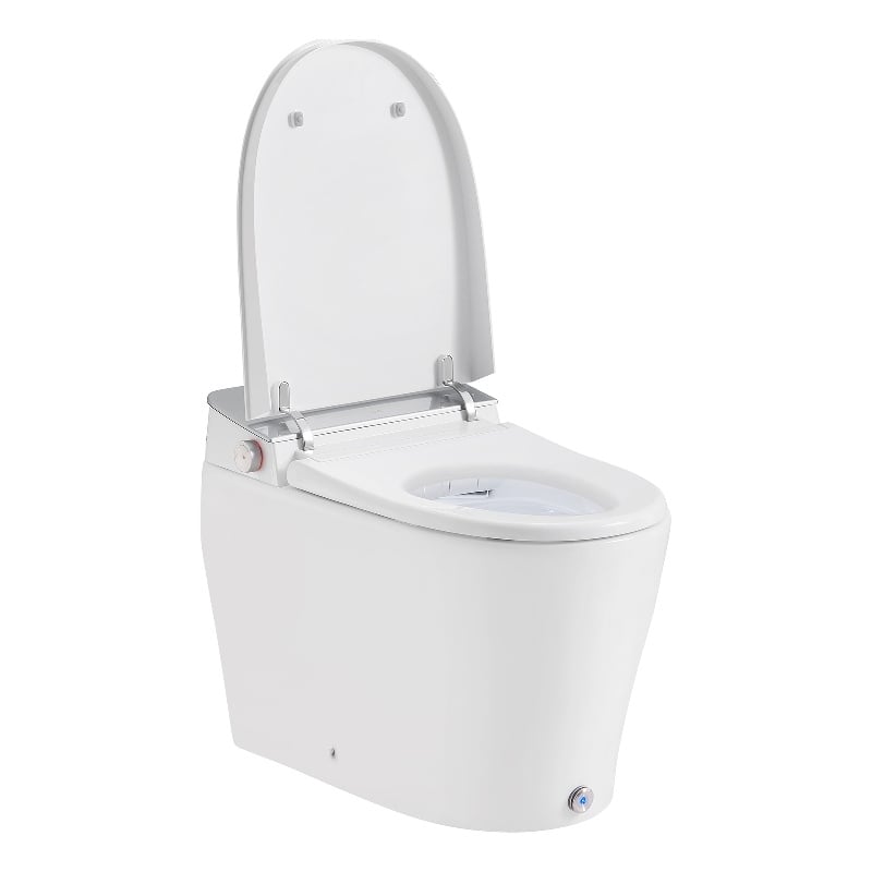 Pemberly Row 1.28/0.92GPF Dual-Flush Hands-Free Built-in Tank Smart Bidet Toilet