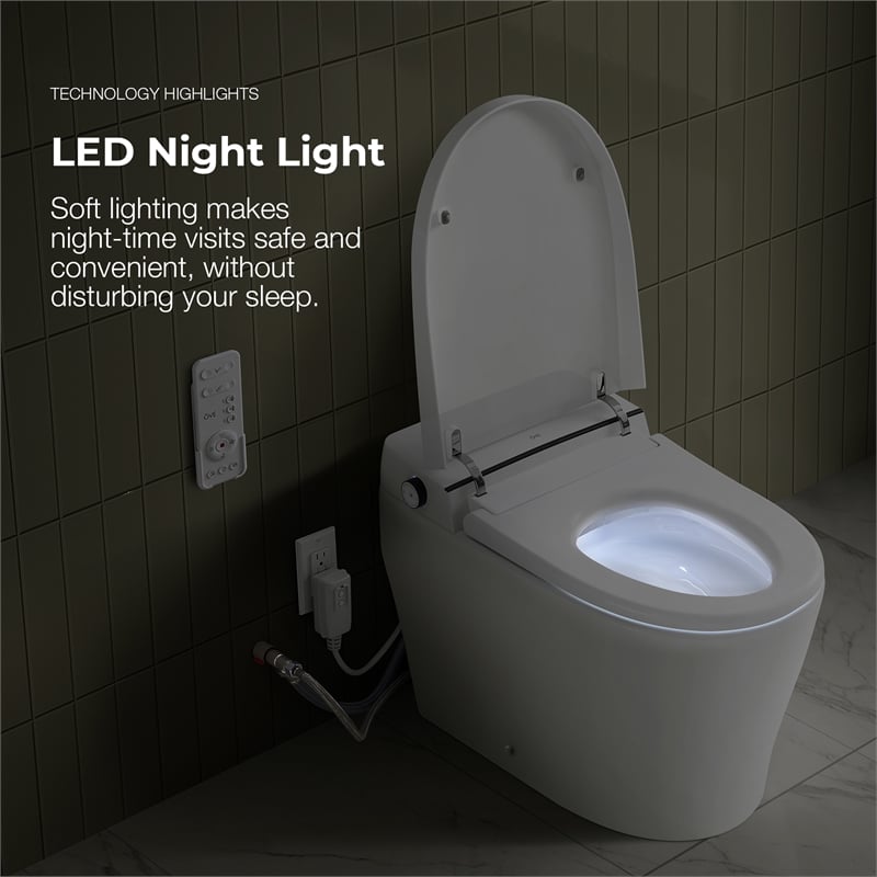 Pemberly Row 1.27/0.92 GPF Dual-Flush Smart Bidet Toilet with Built-in Tank