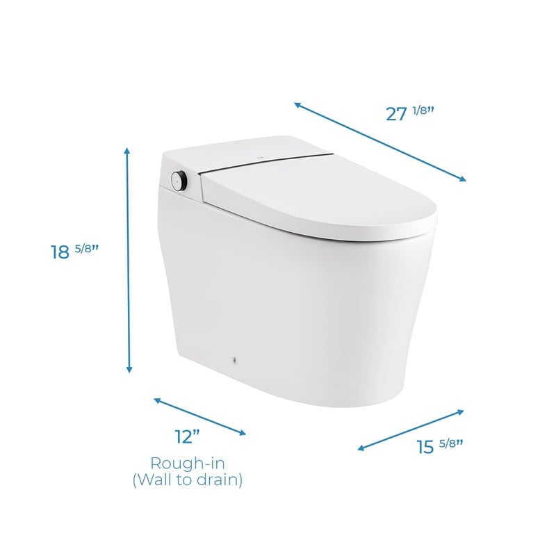 Pemberly Row 1.27/0.92 GPF Dual-Flush Smart Bidet Toilet with Built-in Tank