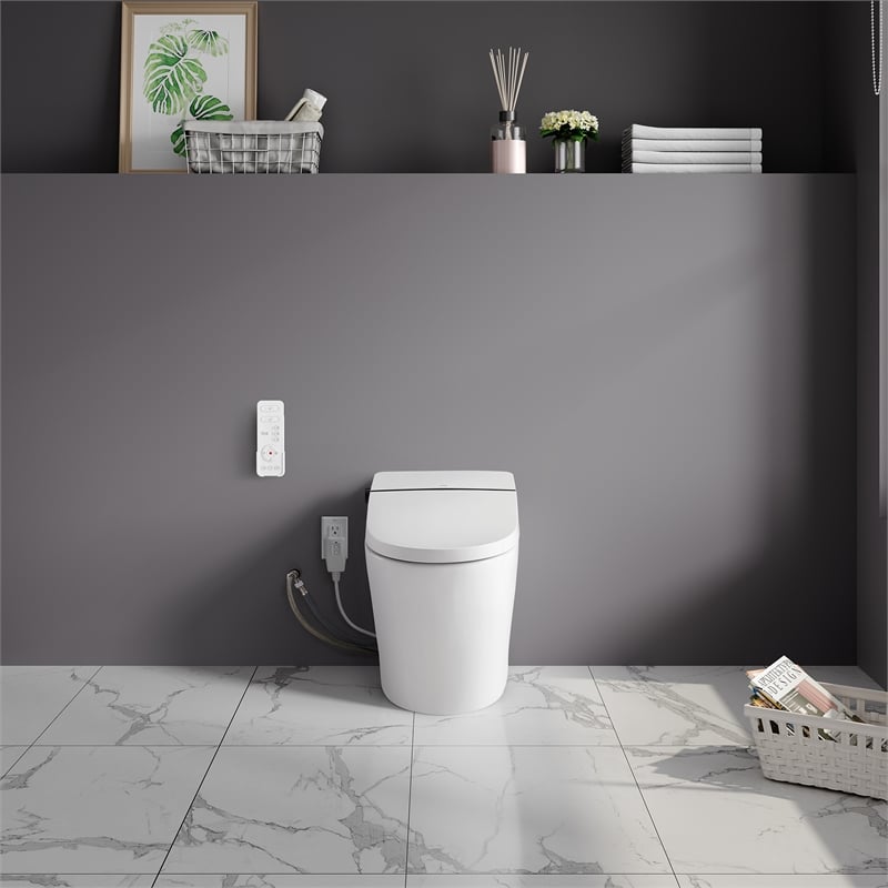 Pemberly Row 1.27/0.92 GPF Dual-Flush Smart Bidet Toilet with Built-in Tank