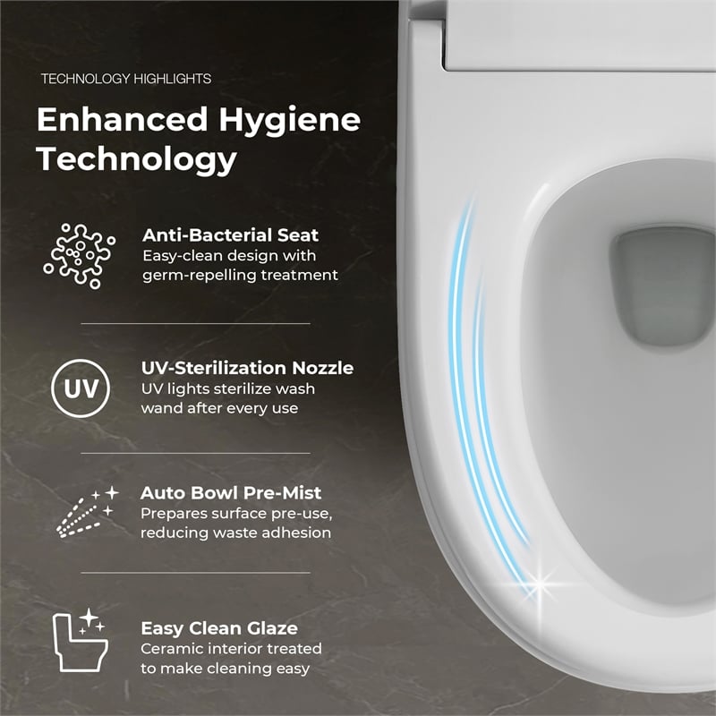 Pemberly Row 1.27/0.92 GPF Dual-Flush Smart Bidet Toilet with Built-in Tank