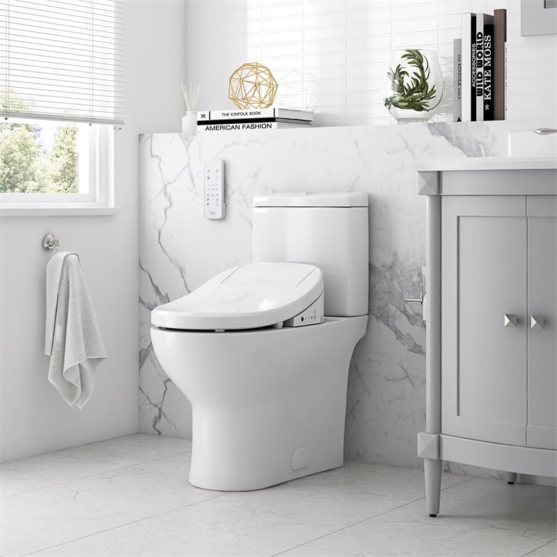 Pemberly Row 2Pc 1.06/1.28 GPF Dual-Flush Elongated Toilet with Smart Bidet Seat