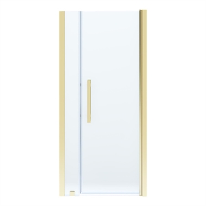 Pemberly Row 35&quotW x 72&quotH Frameless Pivot Shower Door in Brushed Gold
