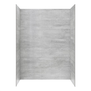 Pemberly Row Contemporary 32&quot x 48&quot Gray Tile Shower Wall Panels