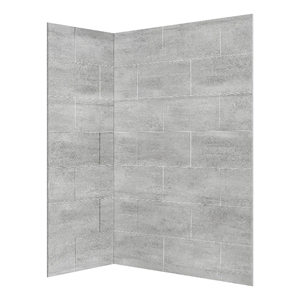 Pemberly Row Modern 32&quot x 48&quot Gray Tile Corner Shower Wall Panels