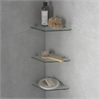 Pemberly Row Tempered Glass Corner Shower Shelves 3-Pack in Satin Nickel Finish