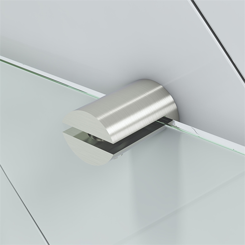 Pemberly Row Tempered Glass Corner Shower Shelves 3-Pack in Satin Nickel Finish