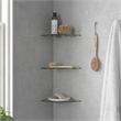 Pemberly Row Tempered Glass Corner Shower Shelves 3-Pack in Satin Nickel Finish