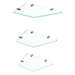 Pemberly Row Tempered Glass Corner Shower Shelves 3-Pack in Satin Nickel Finish
