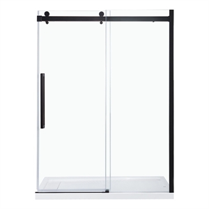 Pemberly Row Oil-Rubbed Bronze Shower Kit Base and Door 32&quot x 60&quot x 81&quot