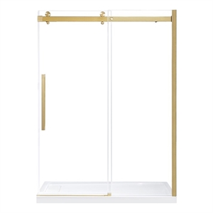 Pemberly Row 60&quot x 78.75&quot Soft-Close Sliding Shower Door in Gold