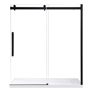 Pemberly Row 72&quot x 78.75&quot Soft-Close Sliding Shower Door in Matte Black