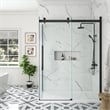 Pemberly Row Matte Black Corner Shower Kit Base and Door 32