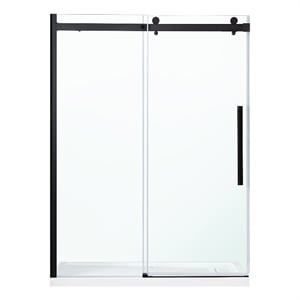 Pemberly Row Matte Black Shower Kit Base and Door 36&quot x 48&quot x 81&quot
