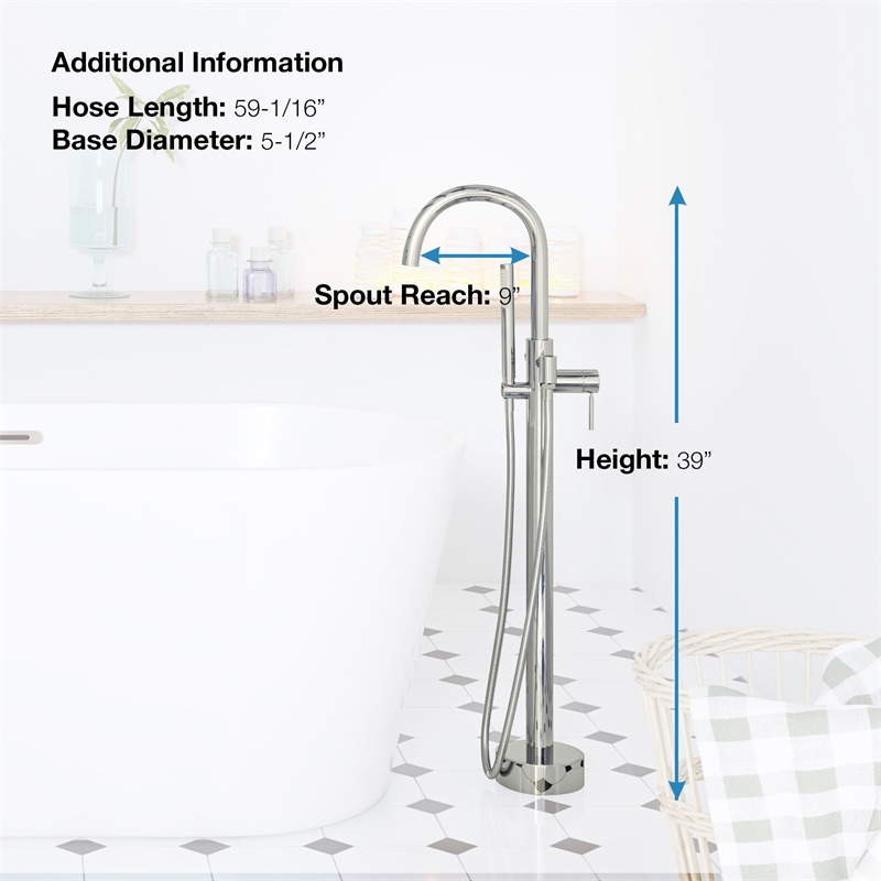 Pemberly Row 1-Handle Freestanding Roman Tub Faucet with Hand Shower in Nickel