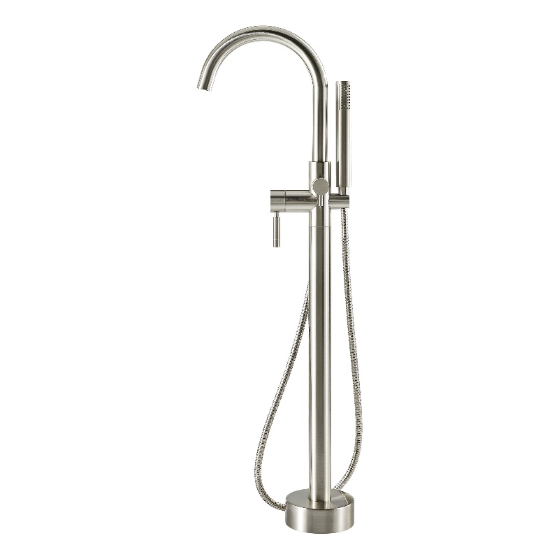 Pemberly Row 1-Handle Freestanding Roman Tub Faucet with Hand Shower in Nickel