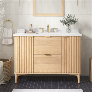 Pemberly Row 48&quot Bathroom Vanity in Rustic Ash with White Countertop