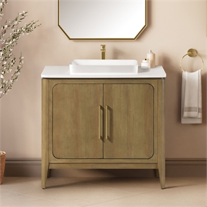 Pemberly Row 36&quot Bathroom Vanity in Cortado with White Countertop