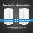 Pemberly Row 36 x 36 x 74-3/4 Corner Shower Kit with Base & Door in Brushed Gold
