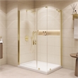 Pemberly Row 48 x 36 x 74-3/4 Corner Shower Kit with Base & Door in Brushed Gold
