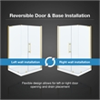 Pemberly Row 48 x 36 x 74-3/4 Corner Shower Kit with Base & Door in Brushed Gold