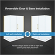 Pemberly Row 60 x 36 x 74-3/4 Corner Shower Kit with Base & Door in Brushed Gold