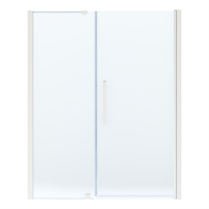 Pemberly Row 59&quotW x 72&quotH Frameless Pivot Shower Door in Satin Nickel