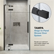 Pemberly Row 54 x 36 x 74-3/4 Shower Kit with Base and Door in Black