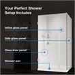 Pemberly Row 32 x 32 x 74-3/4 Corner Shower Kit with Base and Door in Black