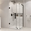 Pemberly Row 36 x 36 x 74-3/4 Corner Shower Kit with Base and Door in Black