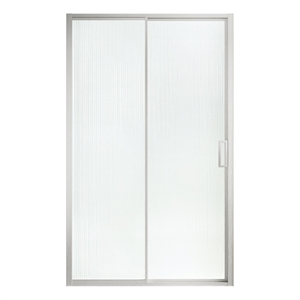Pemberly Row 48&quotW x 74&quotH Sliding Fluted Shower Door in Satin Nickel