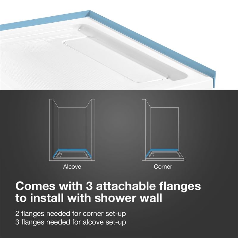 Pemberly Row 48 x 32 x 74-3/4 Shower Kit with Base and Door in Satin Nickel