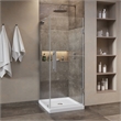 Pemberly Row 32 x 32 x 74-3/4 Corner Shower Kit with Base & Door in Satin Nickel