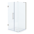 Pemberly Row 36 x 36 x 74-3/4 Corner Shower Kit with Base & Door in Satin Nickel