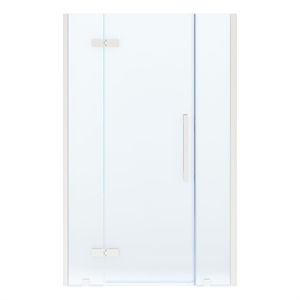 Pemberly Row 48 x 36 x 74-3/4 Corner Shower Kit with Base & Door in Satin Nickel