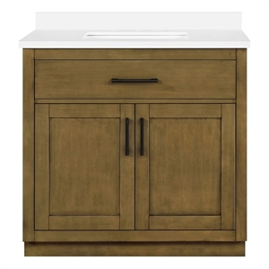 Pemberly Row 36&quot Almond Latte Bathroom Vanity with White Top