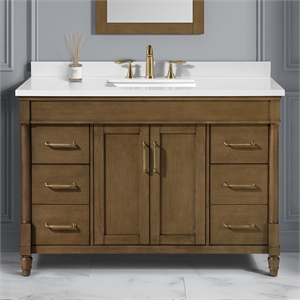 Pemberly Row 48&quot Almond Latte Bathroom Vanity with White Countertop