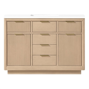 Pemberly Row 48&quot Sahara Birch Bathroom Vanity with White Countertop