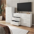 Pemberly Row Modern 5-Drawer Dresser with Large Fabric Drawers in White