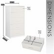 Pemberly Row Modern 5-Drawer Dresser with Large Fabric Drawers in White