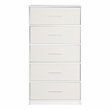 Pemberly Row Modern 5-Drawer Dresser with Large Fabric Drawers in White