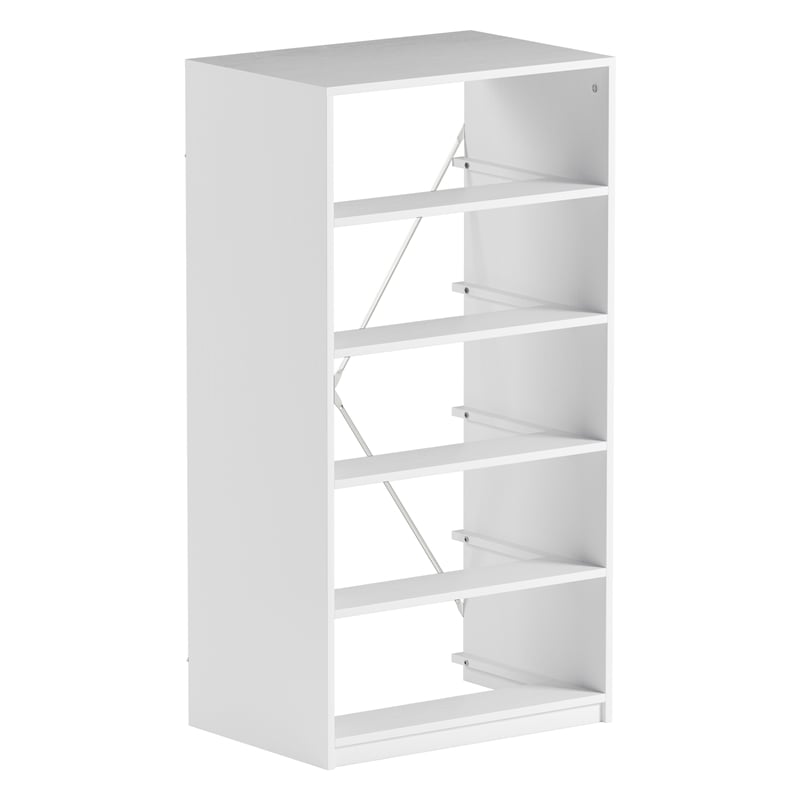 Pemberly Row Modern 5-Drawer Dresser with Large Fabric Drawers in White