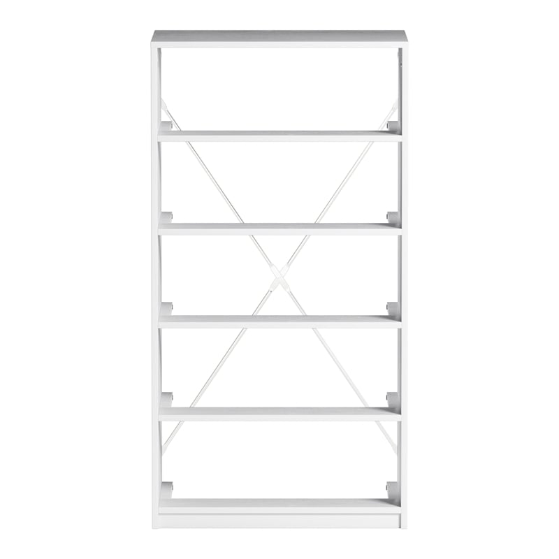 Pemberly Row Modern 5-Drawer Dresser with Large Fabric Drawers in White