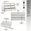 Pemberly Row Modern 6-Drawer Dresser with Large Fabric Drawers in White