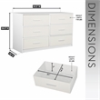 Pemberly Row Modern 6-Drawer Dresser with Large Fabric Drawers in White